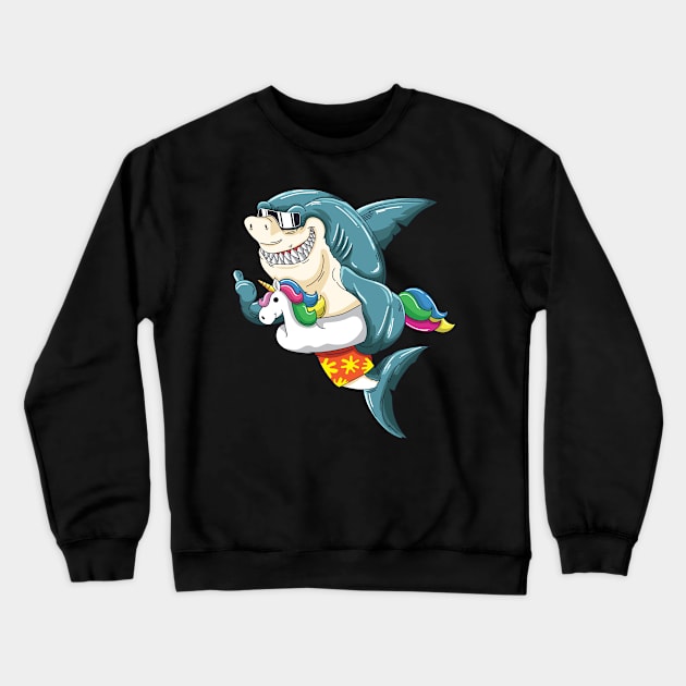 Pool Party Shark in Unicorn Float Funny Crewneck Sweatshirt by ghsp